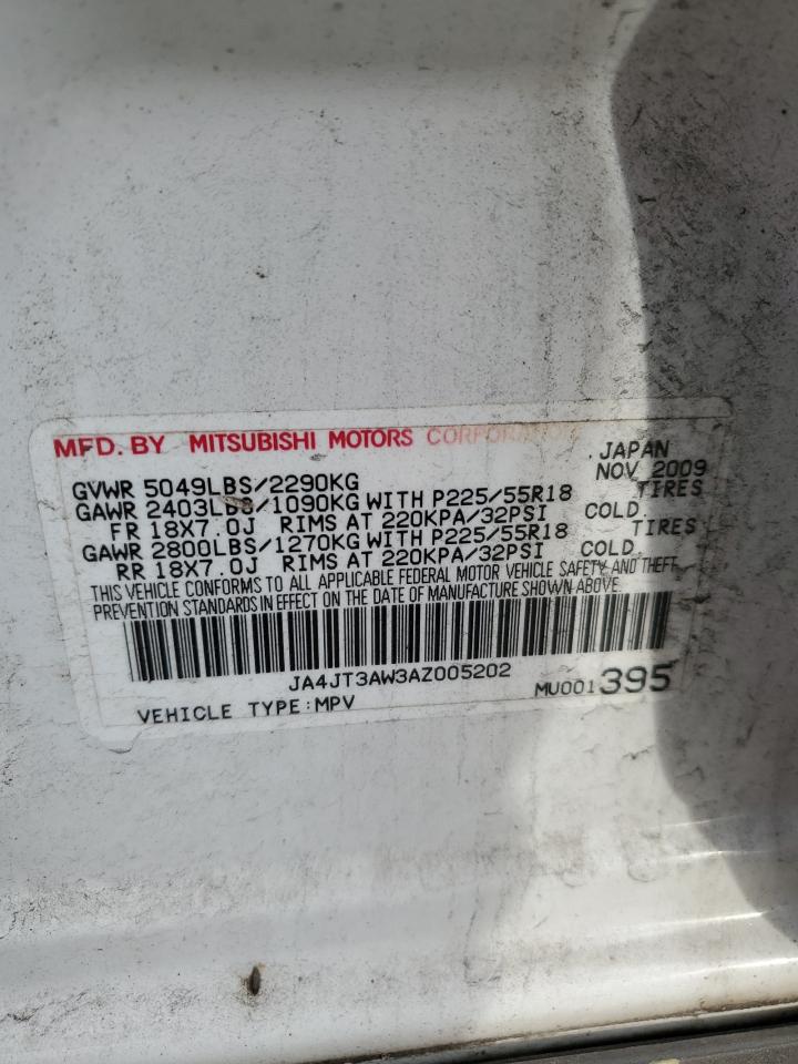 2010 Mitsubishi Outlander VIN JA4JT3AW3AZ005202 Copart auction photo, rear end / front end damage thumbnail 13