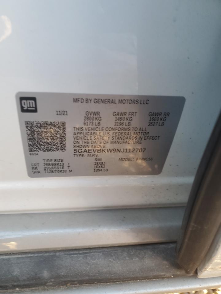 2022 Buick Enclave VIN 5GAEVBKW9NJ112707 Copart auction photo, all over damage thumbnail 13
