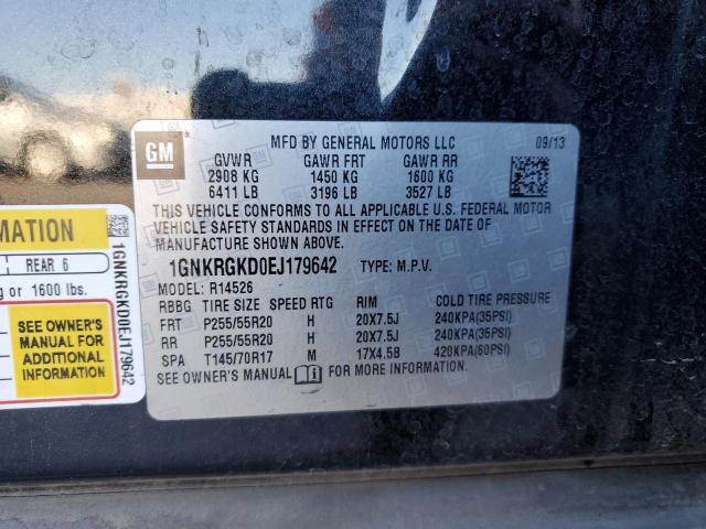 2014 Chevrolet Traverse VIN 1GNKRGKD0EJ179642 Copart auction photo, side damage thumbnail 14