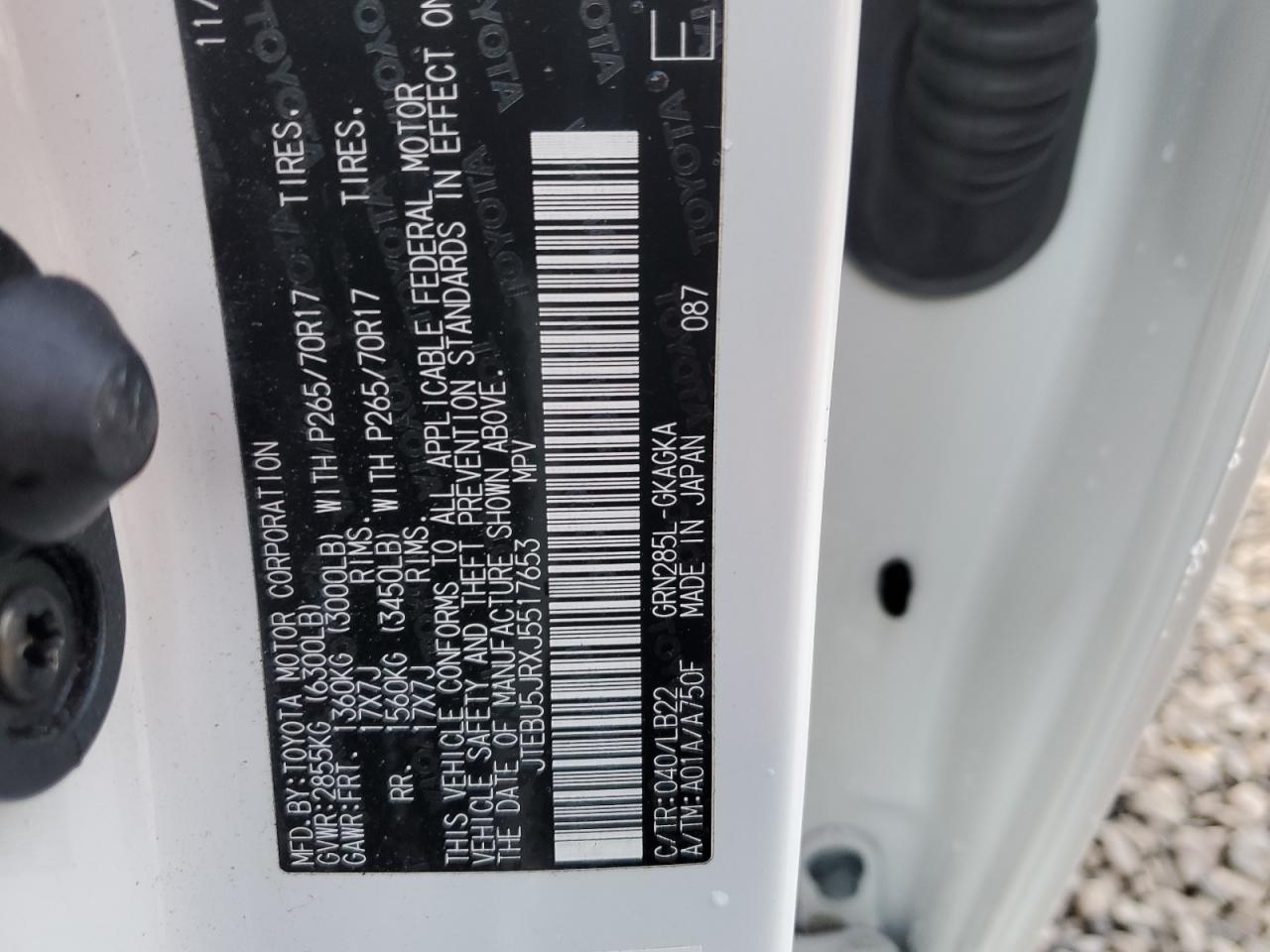 2018 Toyota 4Runner VIN JTEBU5JRXJ5517653 Copart auction photo, front end damage thumbnail 12