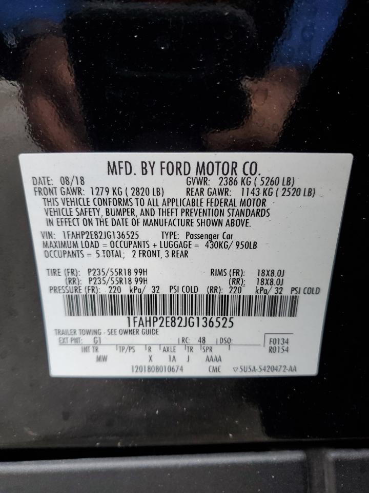 2018 Ford Taurus VIN 1FAHP2E82JG136525 Copart auction photo, front end / side damage thumbnail 13