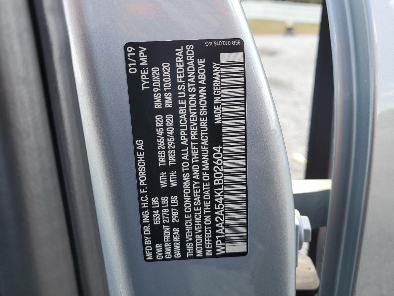 2019 Porsche Macan VIN WP1AA2A54KLB02604 Copart auction photo, front end damage thumbnail 15