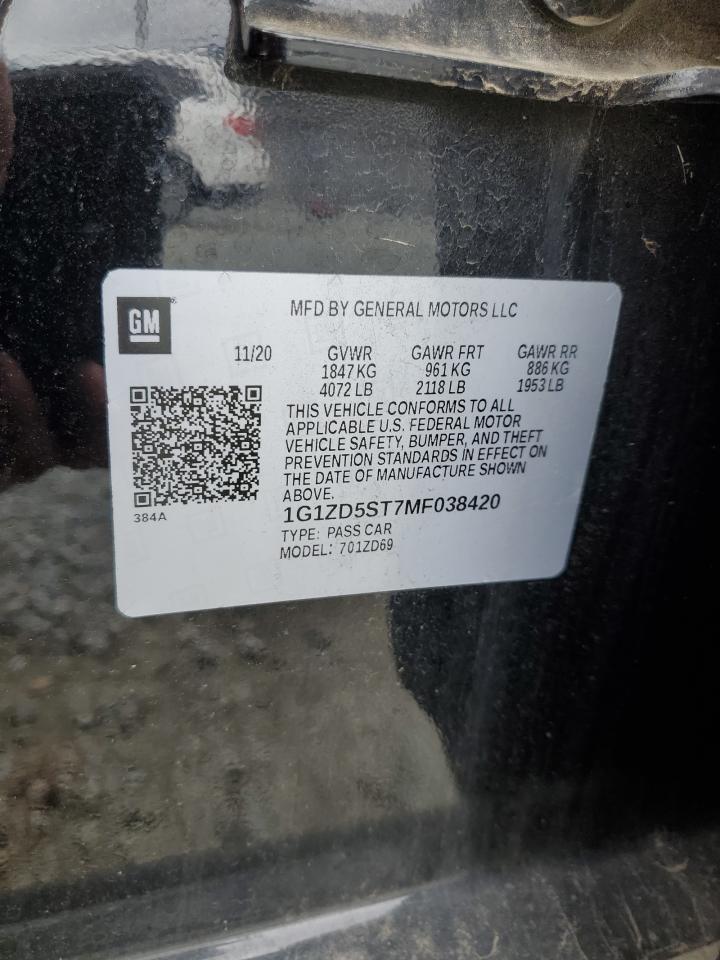 2021 Chevrolet Malibu VIN 1G1ZD5ST7MF038420 Copart auction photo, side damage thumbnail 14