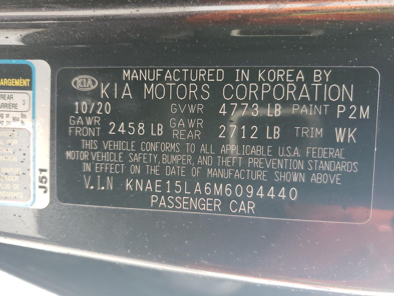 2021 KIA Stinger VIN KNAE15LA6M6094440 Copart auction photo, front end / side damage thumbnail 12