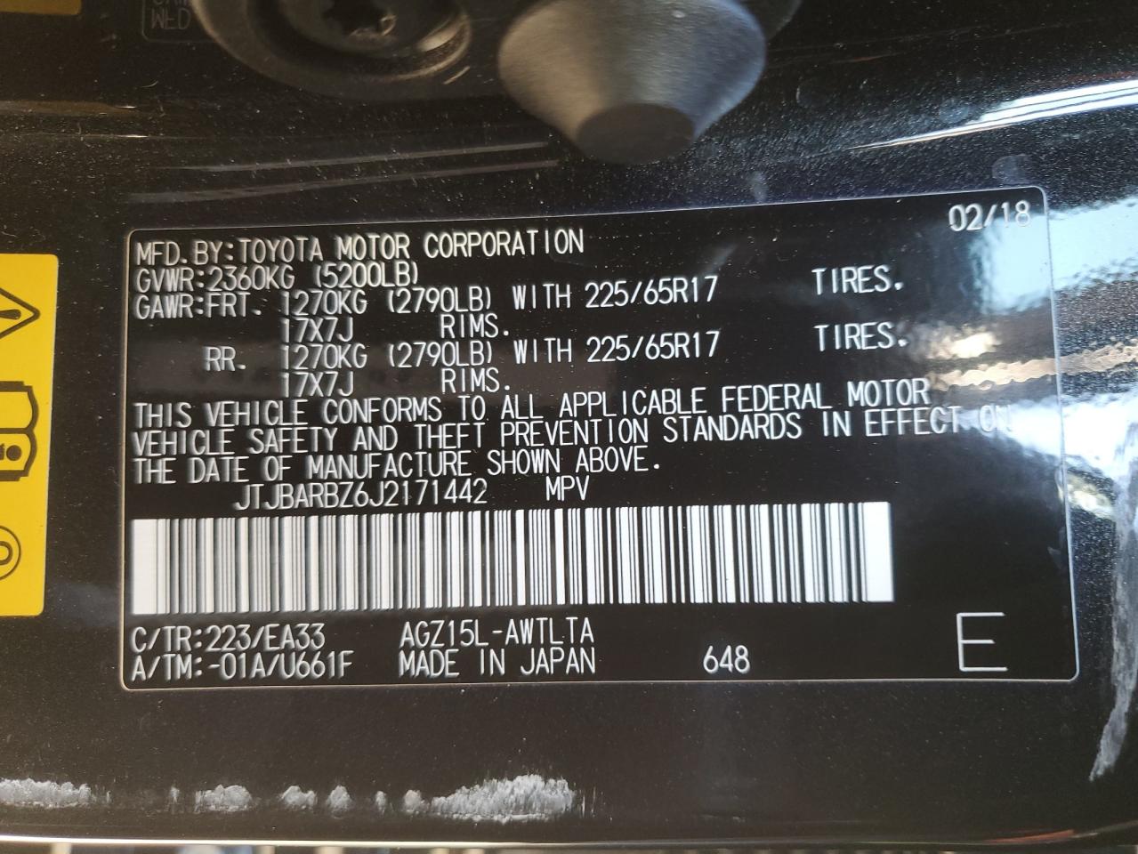 2018 Lexus NX VIN JTJBARBZ6J2171442 Copart auction photo, front end / side damage thumbnail 13