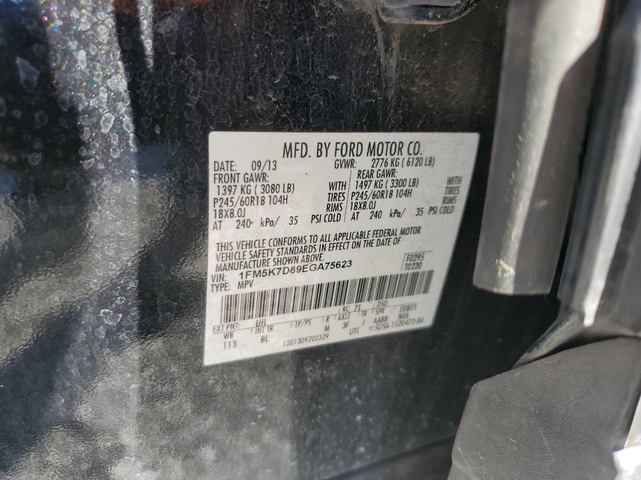 2014 Ford Explorer VIN 1FM5K7D89EGA75623 Copart auction photo, front end / rear end damage thumbnail 16
