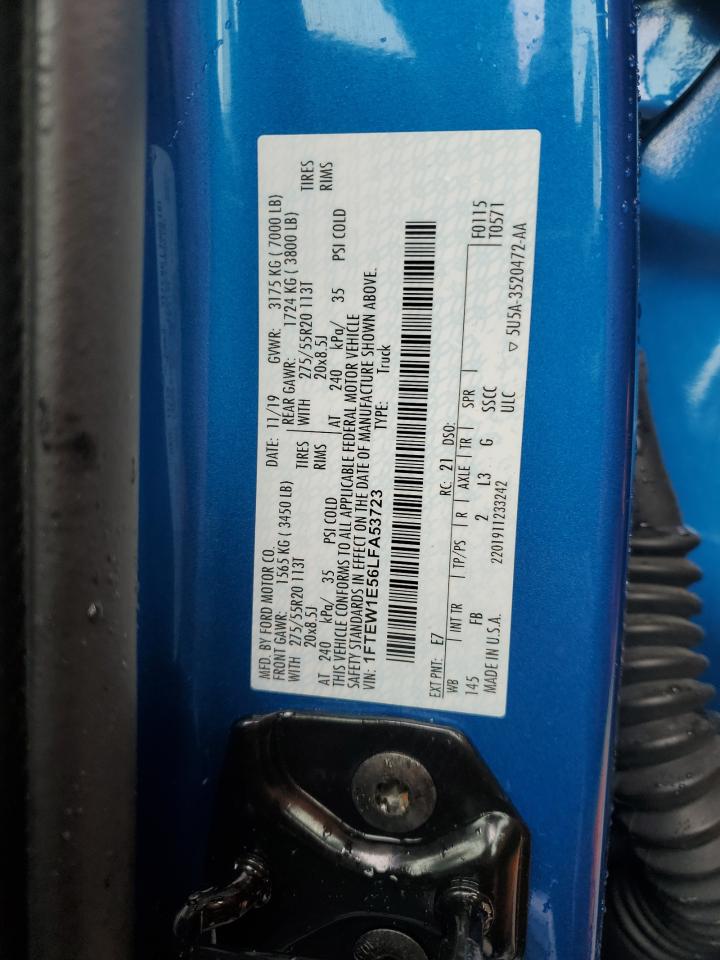 2020 Ford F-150 VIN 1FTEW1E56LFA53723 Copart auction photo, side damage thumbnail 12