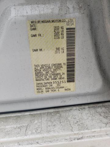 2014 Nissan Altima VIN 1N4AL3APXEN355251 Copart auction photo, undercarriage damage thumbnail 12