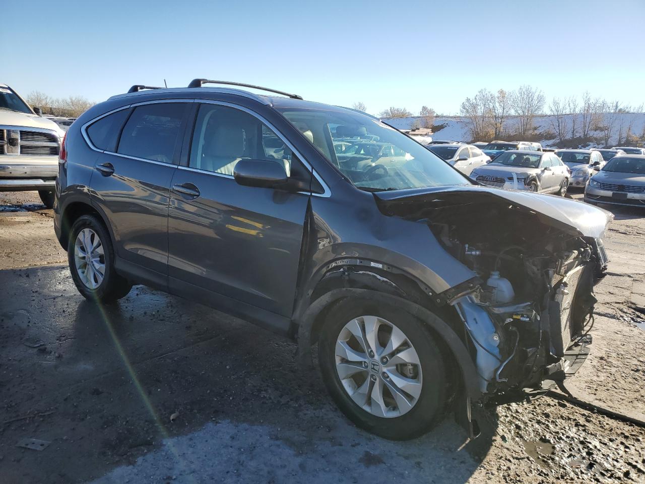 2014 Honda CR-V VIN 2HKRM4H77EH614879 Copart auction photo, front end / side damage thumbnail 4