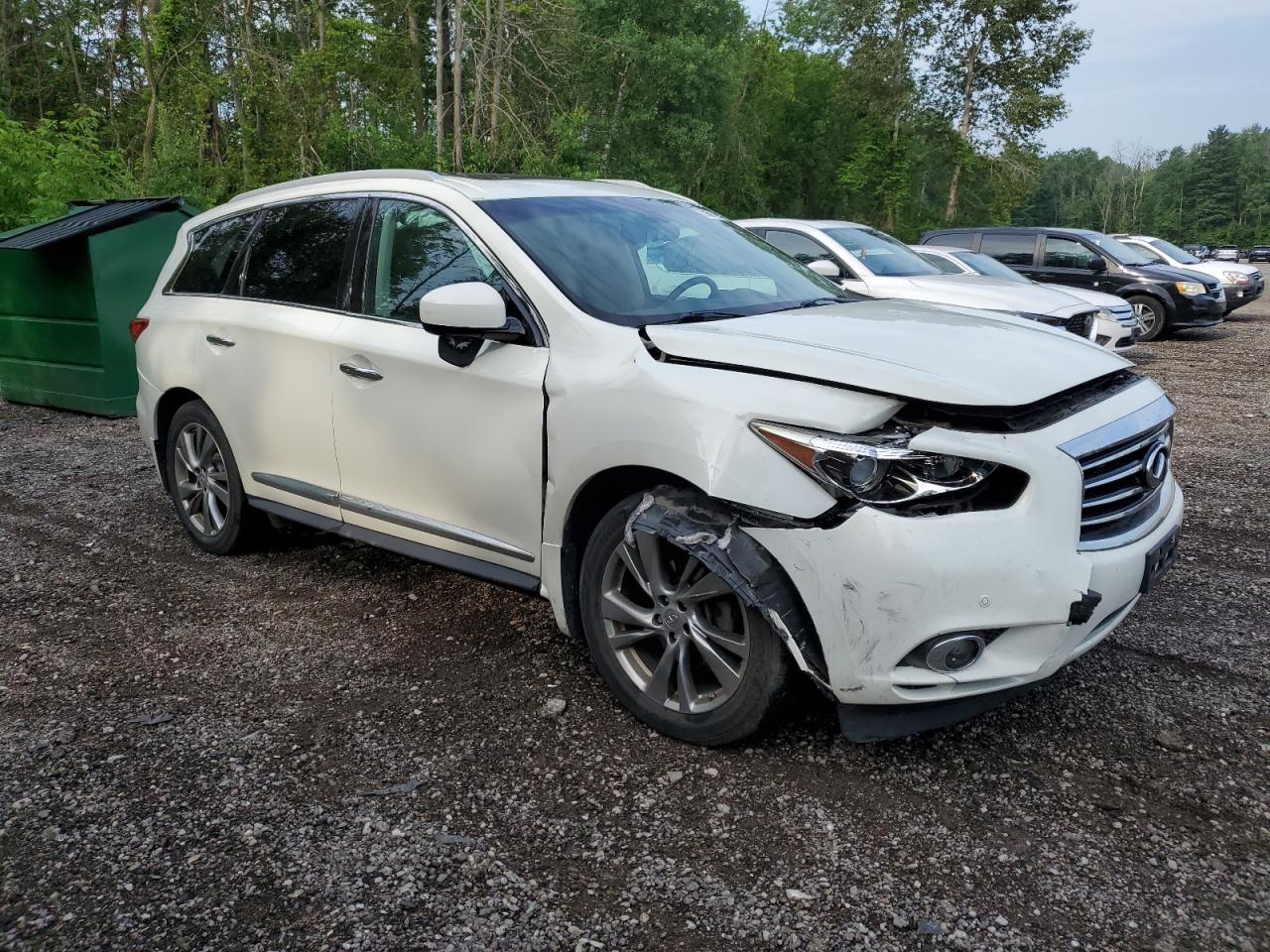 2013 Infiniti JX VIN 5N1AL0MM2DC319585 Copart auction photo, front end / side damage thumbnail 4