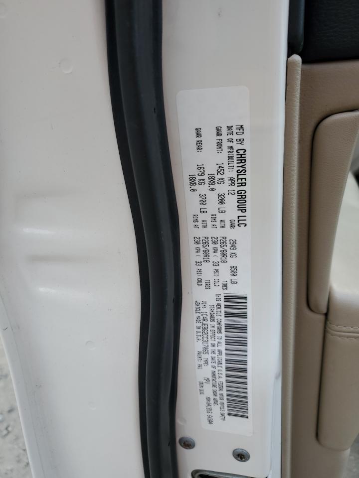 2012 Jeep Grand Cherokee VIN 1C4RJEBG2CC317065 Copart auction photo, front end / side damage thumbnail 13