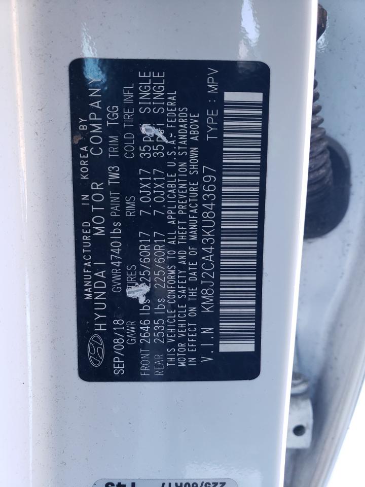 2019 Hyundai Tucson VIN KM8J2CA43KU843697 Copart auction photo, stripped / mechanical damage thumbnail 13