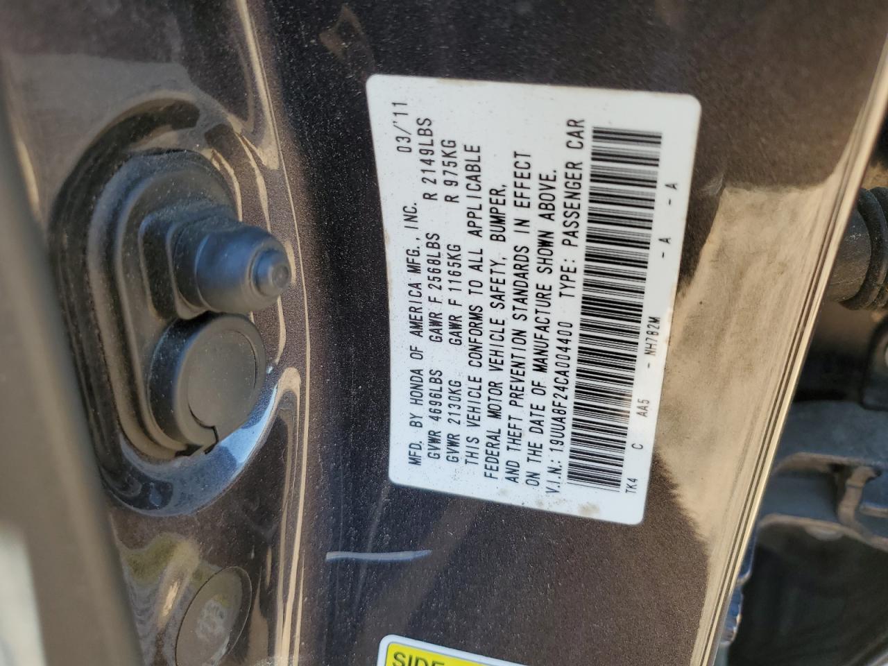 2012 Acura TL VIN 19UUA8F24CA004400 Copart auction photo, front end / minor dent/scratches damage thumbnail 12