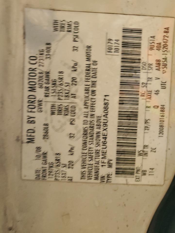 2009 Ford Explorer VIN 1FMEU64EX9UA08871 Copart auction photo, burn / minor dent/scratches damage thumbnail 13