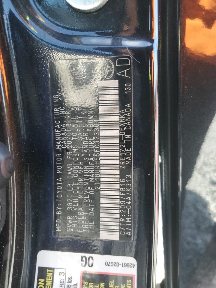 2015 Toyota Corolla VIN 2T1BURHE5FC323301 Copart auction photo, front end damage thumbnail 12