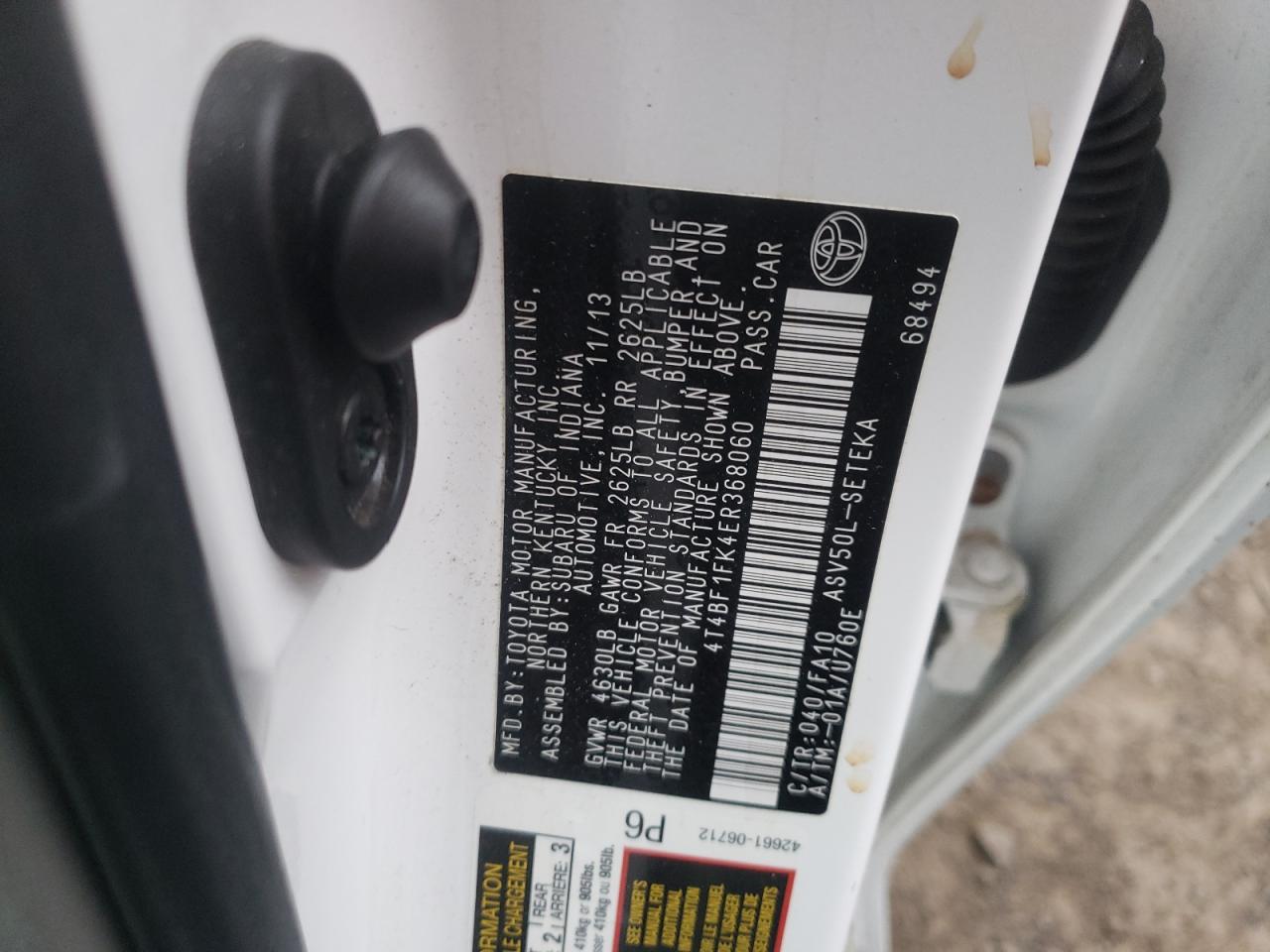 2014 Toyota Camry VIN 4T4BF1FK4ER368060 Copart auction photo, rear end damage thumbnail 12
