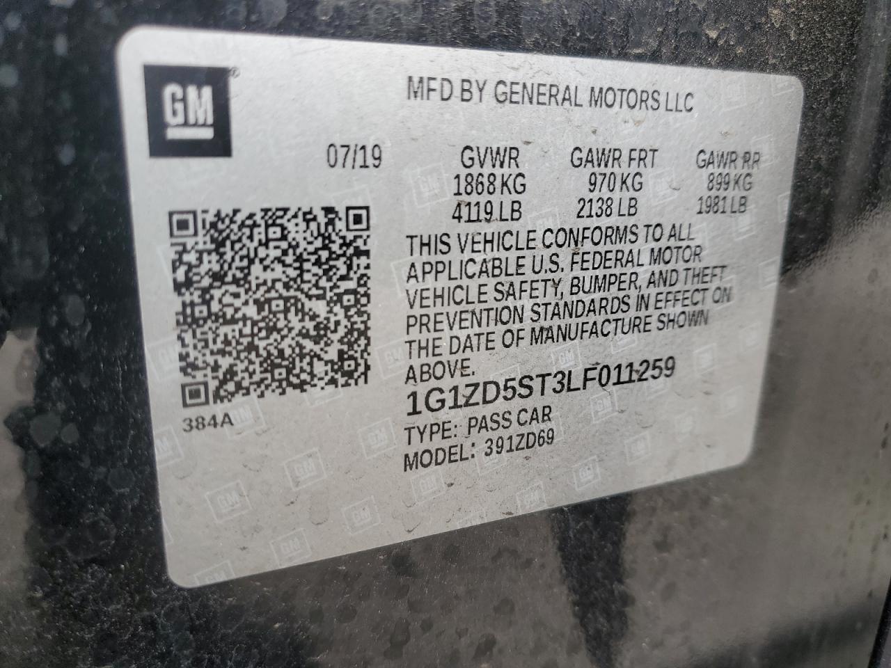 2020 Chevrolet Malibu VIN 1G1ZD5ST3LF011259 Copart auction photo, vandalism / all over damage thumbnail 14