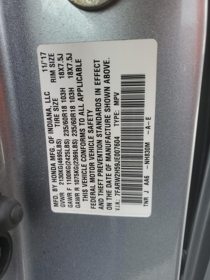 2018 Honda CR-V VIN 7FARW2H59JE007604 Copart auction photo, front end damage thumbnail 15