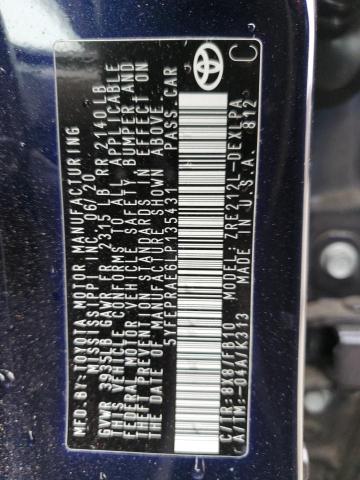2020 Toyota Corolla VIN 5YFEPRAE6LP135431 Copart auction photo, side damage thumbnail 12