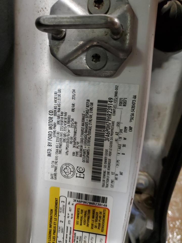 2017 Ford Fusion VIN 3FA6P0H79HR239149 Copart auction photo, biohazard/chemical / front end damage thumbnail 12