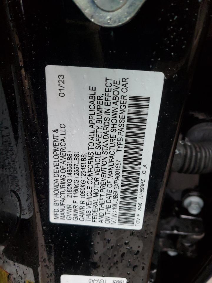 2023 Acura TLX VIN 19UUB5F3XPA001687 Copart auction photo, minor dent/scratches damage thumbnail 12