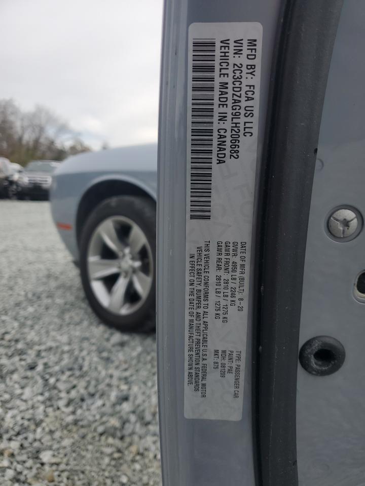 2020 Dodge Challenger VIN 2C3CDZAG9LH206682 Copart auction photo, rear end damage thumbnail 12