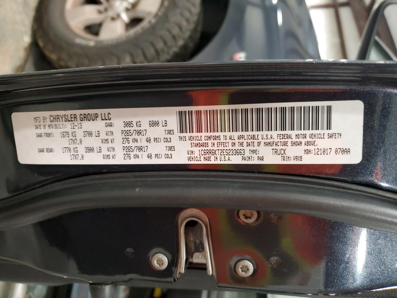 2014 RAM 1500 VIN 1C6RR6KT2ES233663 Copart auction photo, side damage thumbnail 13