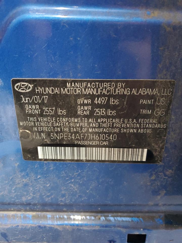 2018 Hyundai Sonata VIN 5NPE34AF7JH610540 Copart auction photo, rear end damage thumbnail 12