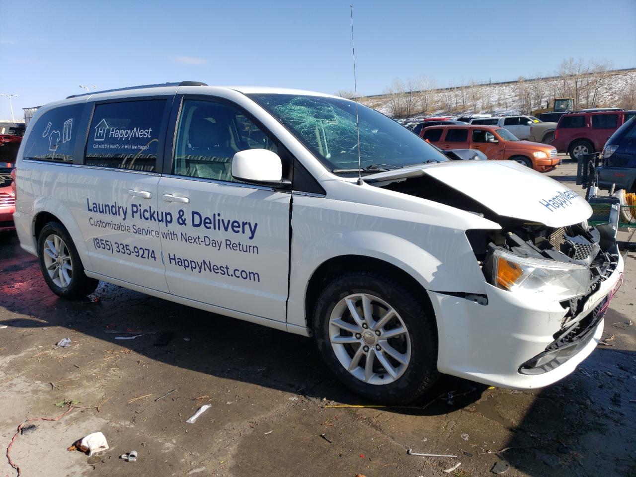 2019 Dodge Caravan VIN 2C4RDGCG7KR611181 Copart auction photo, front end / hail damage thumbnail 4