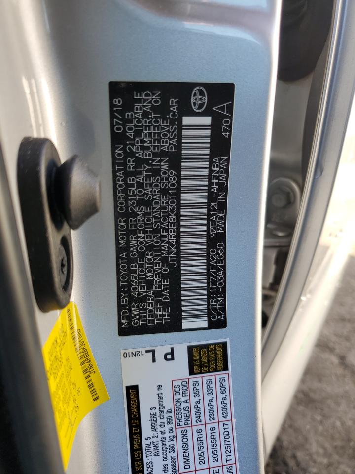 2019 Toyota Corolla VIN JTNK4RBE8K3011089 Copart auction photo, front end damage thumbnail 15