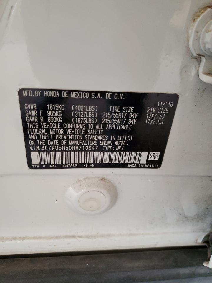 2017 Honda HR-V VIN 3CZRU5H50HM710947 Copart auction photo, side / front end damage thumbnail 12
