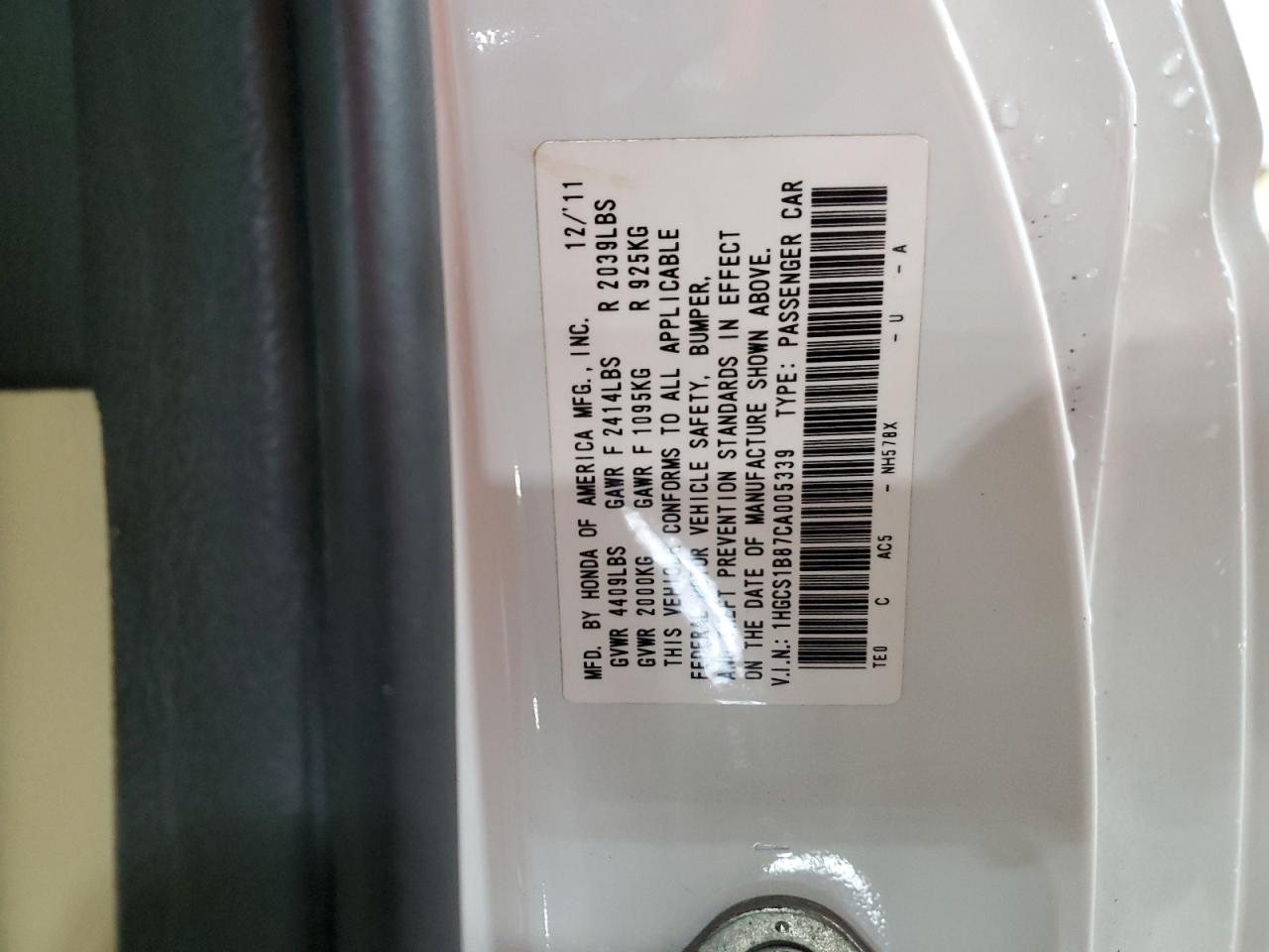 2012 Honda Accord VIN 1HGCS1B87CA005339 Copart auction photo, burn - engine / rear end damage thumbnail 13