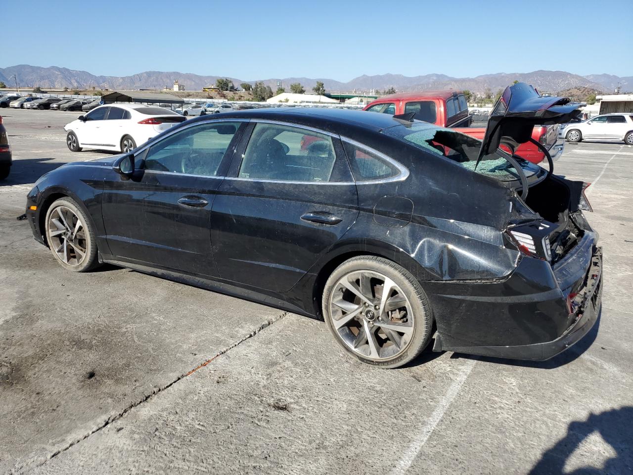2021 Hyundai Sonata VIN 5NPEJ4J2XMH132654 Copart auction photo, rear end damage thumbnail 2