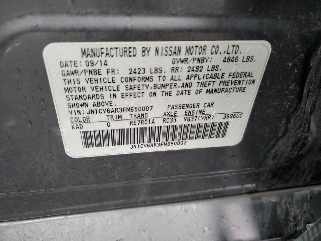 2015 Infiniti Q40 VIN JN1CV6AR3FM650007 Copart auction photo, vandalism / all over damage thumbnail 12