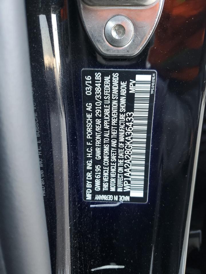 2016 Porsche Cayenne VIN WP1AA2A28GKA36433 Copart auction photo, front end / side damage thumbnail 14