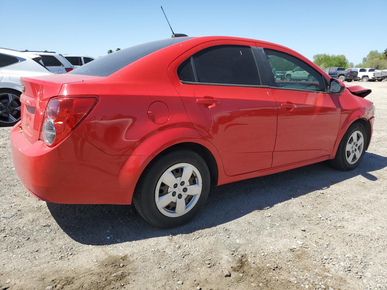 2015 Chevrolet Sonic VIN 1G1JA5SH4F4135736 Copart auction photo, front end / side damage thumbnail 3