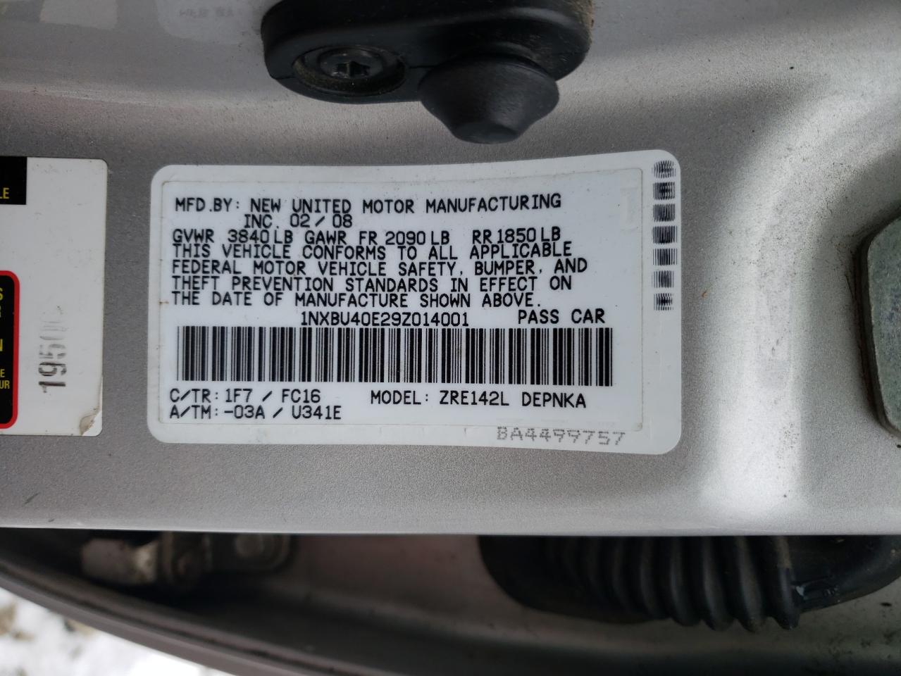 2009 Toyota Corolla VIN 1NXBU40E29Z014001 Copart auction photo, front end damage thumbnail 12
