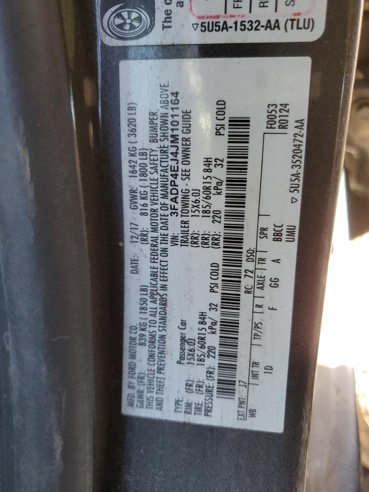 2018 Ford Fiesta VIN 3FADP4EJ4JM101164 Copart auction photo, front end damage thumbnail 14