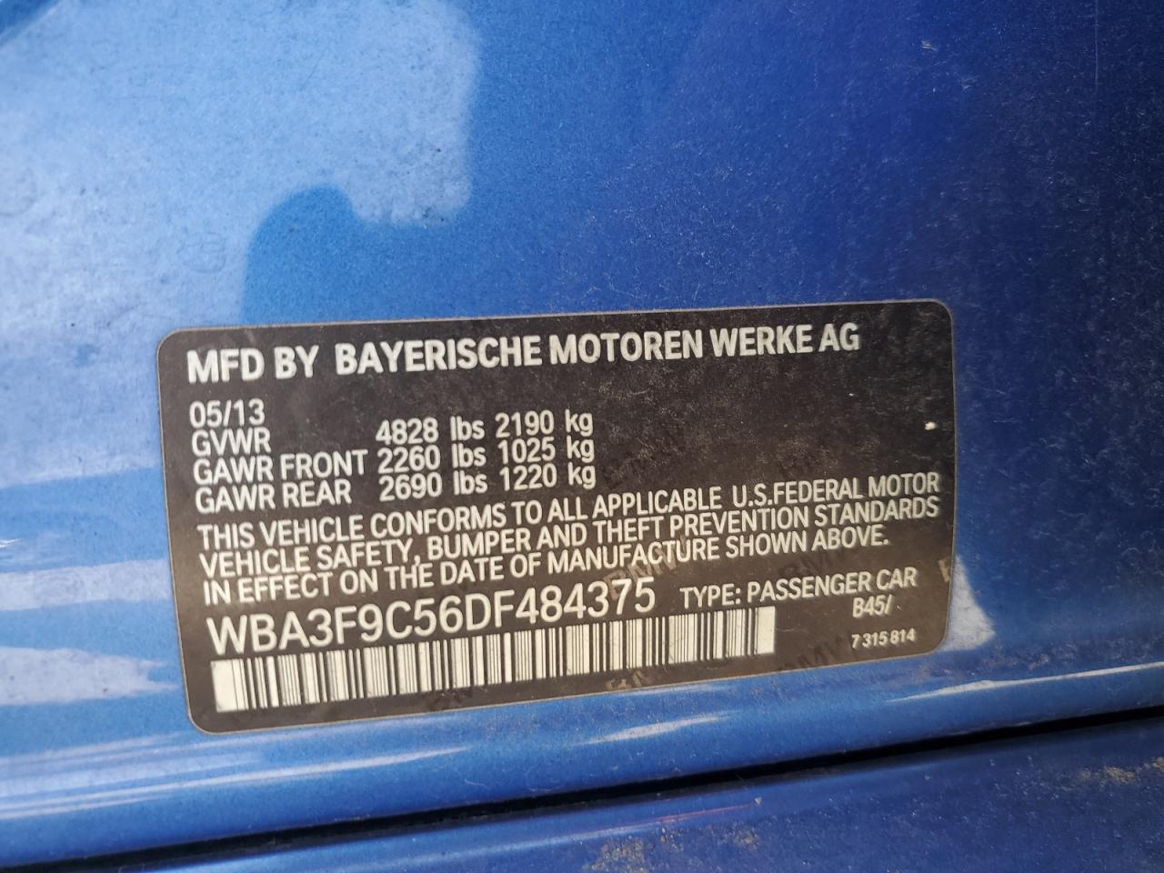 2013 BMW 1er VIN WBA3F9C56DF484375 Copart auction photo, front end damage thumbnail 12