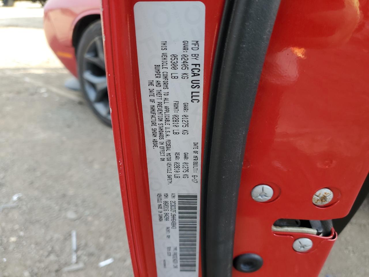 2017 Dodge Challenger VIN 2C3CDZFJ9HH648843 Copart auction photo, front end / rear end damage thumbnail 15