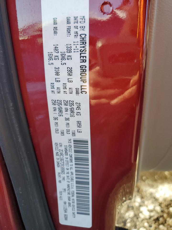 2012 Chrysler Town & Country VIN 2C4RC1BG7CR189965 Copart auction photo, front end damage thumbnail 15