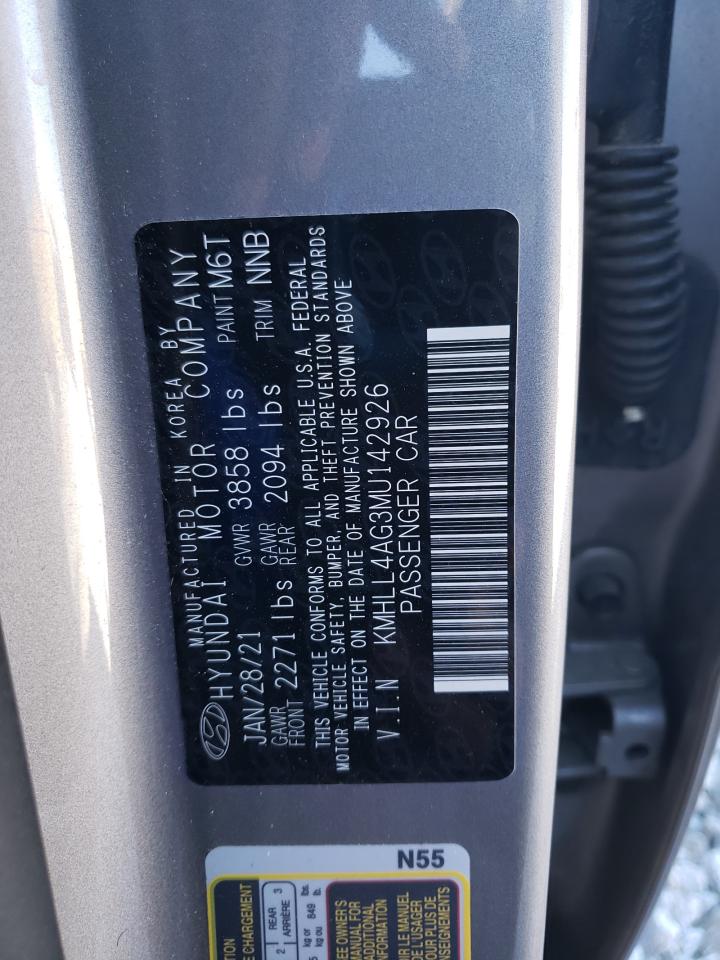 2021 Hyundai Elantra VIN KMHLL4AG3MU142926 Copart auction photo, front end / rear end damage thumbnail 12