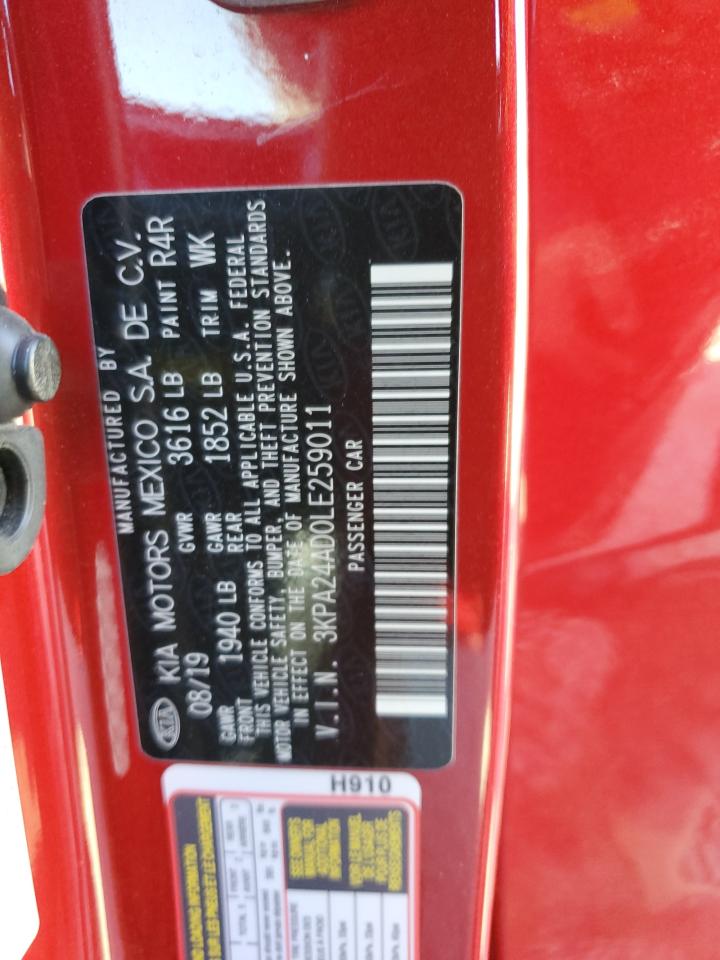 2020 KIA Rio VIN 3KPA24AD0LE259011 Copart auction photo, rear end damage thumbnail 12