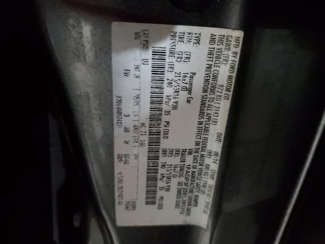2014 Ford Focus VIN 1FADP3F25EL391312 Copart auction photo, undercarriage / minor dent/scratches damage thumbnail 12