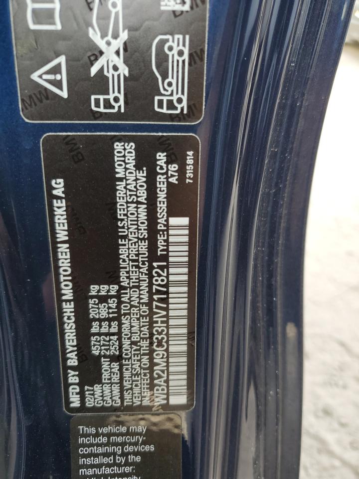 2017 BMW 2er VIN WBA2M9C33HV717821 Copart auction photo, water/flood damage thumbnail 10