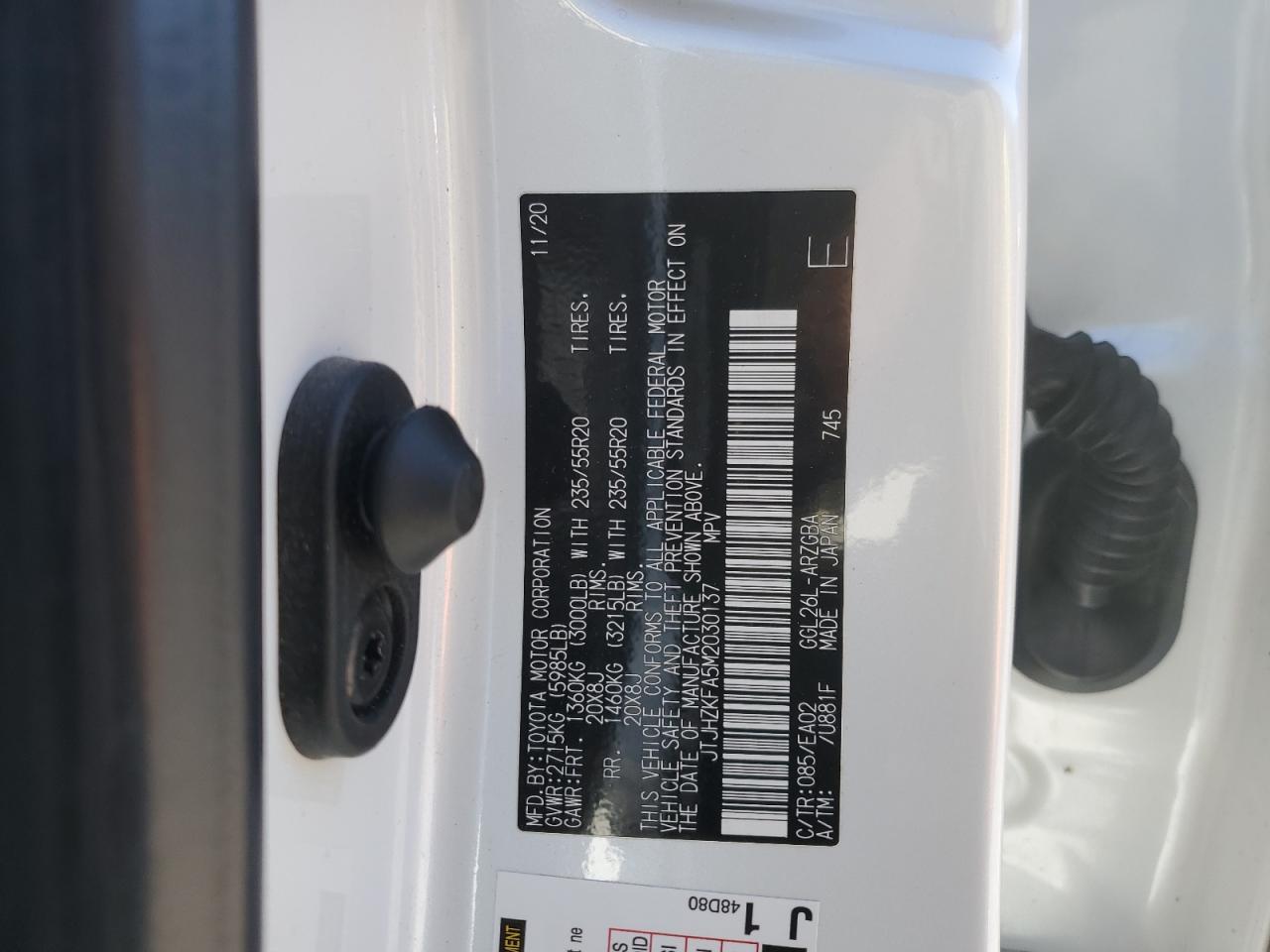2021 Lexus RX VIN JTJHZKFA5M2030137 Copart auction photo, front end damage thumbnail 16