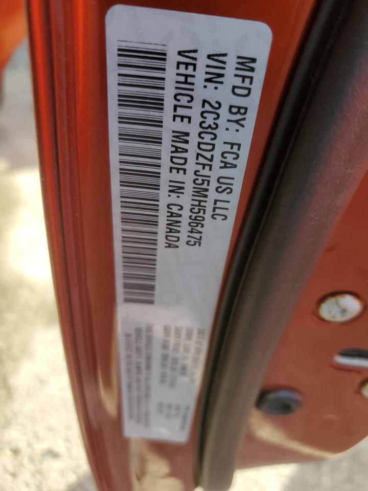 2021 Dodge Challenger VIN 2C3CDZFJ5MH596475 Copart auction photo, all over damage thumbnail 13