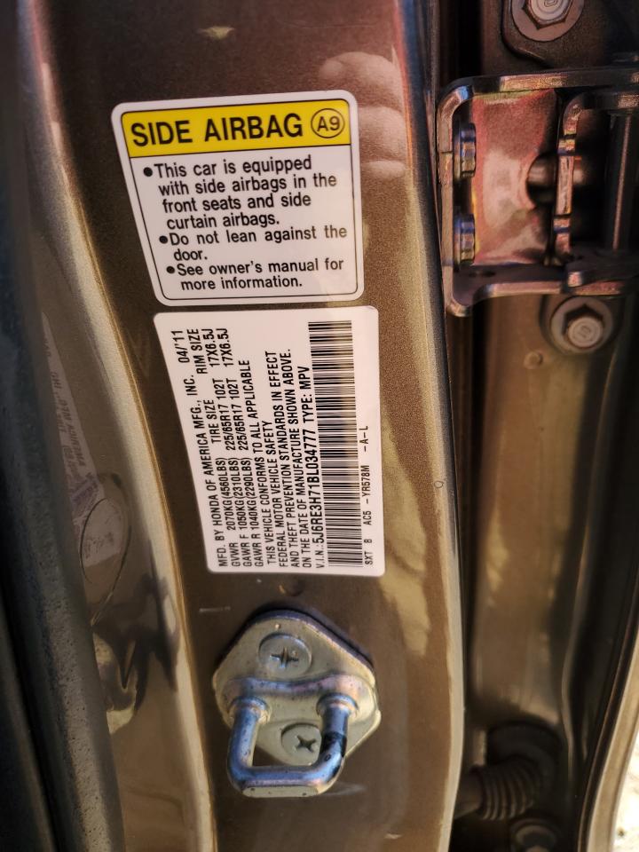 2011 Honda CR-V VIN 5J6RE3H71BL034777 Copart auction photo, front end damage thumbnail 13
