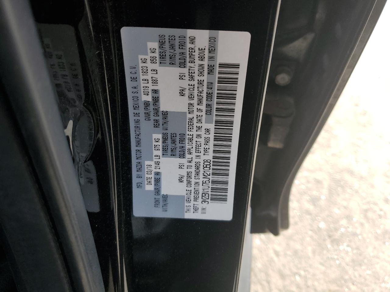 2018 Mazda 3 VIN 3MZBN1U76JM210508 Copart auction photo, side / rear end damage thumbnail 14