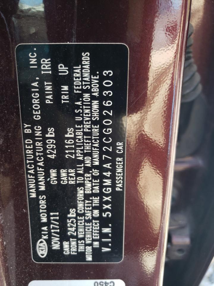 2012 KIA Optima VIN 5XXGM4A72CG026303 Copart auction photo, all over damage thumbnail 14